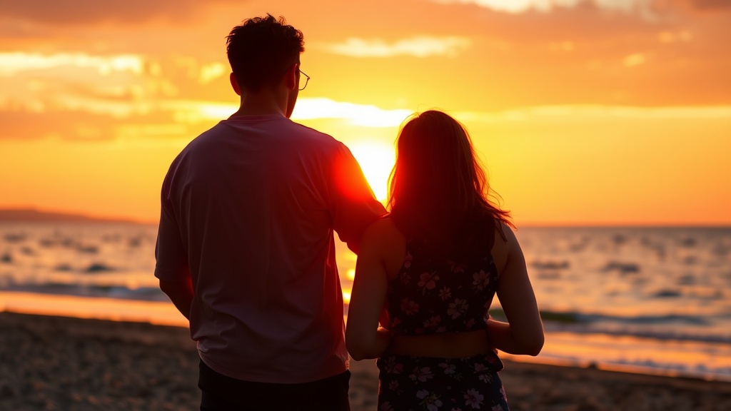 Couple in love sunset 1029f58c